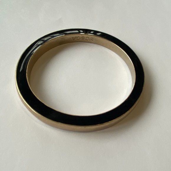 Gerard Yosca Black Enamel Gold Thick Bangle Bracelet - Picture 5 of 6